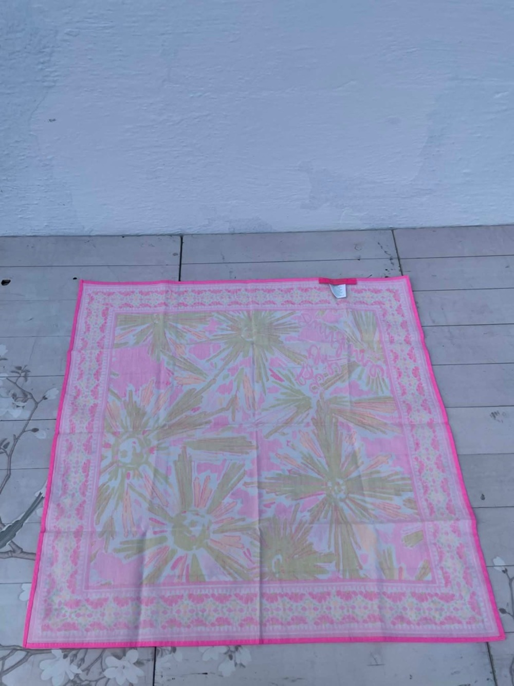 Lilly Pulitzer Pink and Yellow Floral Scarf - Picture 4 of 6